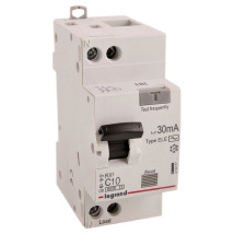 Автоматический выключатель дифференциального тока двухполюсный Legrand RX3 C10 AC30 1P+N 10 А 6кА, ток утечки 30 мА переменный, сила тока 10 А, отключающая способность 6 kА