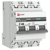 Автоматический выключатель трехполюсный EKF PROxima ВА47-63 3P 40А (С) 4.5kА, сила тока 40 А, тип расцепления C, отключающая способность 4.5 kА