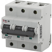 Автоматический выключатель трехполюсный ЭРА PRO ВА47-100 3P (C) 80 А, сила тока 80 А, отключающая способность 10 kА, тип расцепителя C