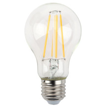 Лампа светодиодная ЭРА F-LED A60-E27 Filament Груша 62 мм мощность - 7 Вт, цоколь - E27, световой поток - 625 лм, цветовая температура - 2700К, тип лампы - светодиодная LED, тип стекла - матовое, цвет свечения - теплый белый, форма - грушевидная