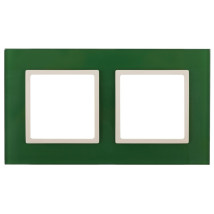 Рамка ЭРА Elegance 14-5102-27 2 поста 92х163х10 мм, корпус - стекло, монтаж - универсальный, цвет - зеленый/слоновый кость