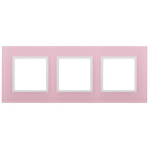 Рамка ЭРА Elegance 14-5103-30 3 поста 92х233х10 мм, корпус - стекло, монтаж - универсальный, цвет - розовый/белый