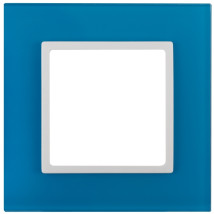 Рамка ЭРА Elegance 14-5101-28 1 пост 92х92х10 мм, корпус - стекло, монтаж - универсальный, цвет - голубой/белый