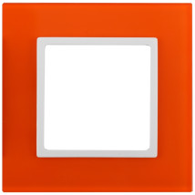 Рамка ЭРА Elegance 14-5101-22 1 пост 92х92х10 мм, корпус - стекло, монтаж - универсальный, цвет - оранжевый/белый