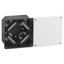 Коробка распаячная ЭРА KRT для скрытой установки, 107х107х50 мм,  IP20, для твердых стен, клеммник в комплекте, корпус - полипропилен, цвет - черно-белый