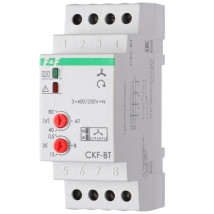 Реле контроля наличия и чередования фаз Евроавтоматика F&F CKF-BT 2х8 А, 1Z, 1R, 3х400/230+N, микропроцессорный, регулировка порога и времени отключения, контроль верхнего и нижнего значений напряжения, монтаж на DIN-рейке 35мм, IP20