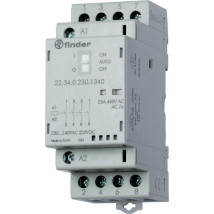 Контактор модульный FINDER 22 AgSnO2, переключатель, индикатор с LED, рабочий ток 25 А, катушка управления 230 В, 4NO