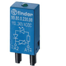 Модуль индикации и защиты FINDER 99 серия 6...24 В, DC, LED + диод ( + A1), цвет - синий