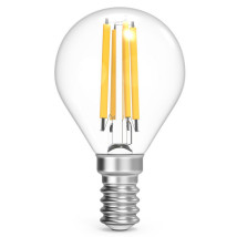 Лампа светодиодная Gauss Black Filament G45, прозрачная, 45 мм, мощность - 13 Вт, цоколь - E14, световой поток - 1100 Лм, цветовая температура - 2700 K, теплый свет, форма - шарообразная