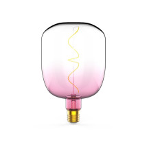 Лампа светодиодная Gauss Black Filament V140 E27 оригинальная цветная 140 мм мощность - 5 Вт, цоколь - E27, световой поток - 200 Лм, цветовая температура - 1800 °К, цвет колбы - розовый, цвет свечения - теплый белый, форма - оригинальная