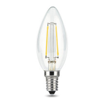 Лампа светодиодная Gauss Black Filament E14 свеча 35 мм мощность - 7 Вт, цоколь - E14, световой поток - 580 Лм, цветовая температура - 4100 °К, цвет колбы - белый, цвет свечения - белый, форма - свеча