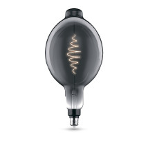 Лампа светодиодная Gauss Black Filament BT180 серая E27 оригинальная 180 мм мощность - 8.5 Вт, цоколь - E27, световой поток - 165 Лм, цветовая температура - 1800 °К, цвет свечения - теплый белый, форма - оригинальная