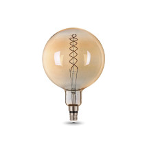 Лампа светодиодная Gauss Black Filament G200 E27 шар 200 мм мощность - 8 Вт, цоколь - E27, световой поток - 620 Лм, цветовая температура - 2400 °К, цвет колбы - желтый, цвет свечения - теплый белый, форма - шарообразная