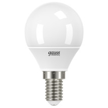 Лампа светодиодная Gauss Elementary G45-14 45 мм мощность - 8 Вт, цоколь - E14, световой поток - 520 лм, цветовая температура - 3000 K, теплый белый свет, форма - шар