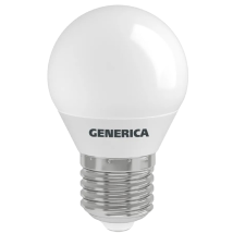 Лампа светодиодная GENERICA LL-G45 12 Вт, 230 В, цоколь - E27, световой поток - 1200 Лм, цветовая температура - 3000 К, цвет свечения - теплый , форма - шарообразная