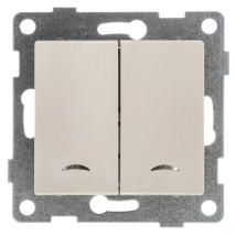 Выключатель двухклавишный GUSI ELECTRIC Ugra скрытой установки с индикацией, номинальный ток - 10 А, степень защиты IP20, механизм, цвет - бежевый