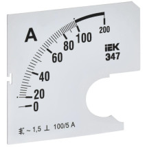Шкала сменная IEK 100/5А-1.5 для амперметра Э47, размер - 72х72 мм