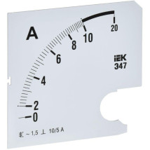 Шкала сменная IEK 10/5А-1.5 для амперметра Э47, размер - 96х96 мм