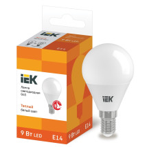 Лампа светодиодная IEK LLE-G45 9 Вт, цоколь - E27, световой поток - 810 Лм,  цветовая температура - 3000 К, цвет свечения - теплый,  форма - шарообразная