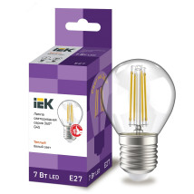 Лампа светодиодная IEK LLF-G45 7 Вт, 230 В, цоколь - E27, световой поток - 840 Лм, цветовая температура - 3000 К, цвет свечения - теплый, форма - шарообразная