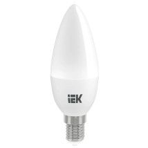 Лампа светодиодная IEK LLE-C35-230V 37 мм мощность - 5 Вт, цоколь - E14, световой поток - 450 лм, цветовая температура - 3000 K, теплый белый свет, форма - свеча