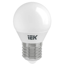 Лампа светодиодная IEK LLE-G45-27-230V 45 мм мощность - 7 Вт, цоколь - E27, световой поток - 630 лм, цветовая температура - 3000 K, теплый белый свет, форма - шар