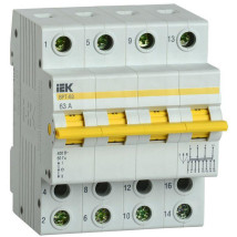 Выключатель-разъединитель IEK ВРТ-63 4P 63 А трехпозиционный, четырехполюсный, напряжение 400 В