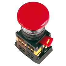 Кнопка IEK AEAL-22 нажимная грибовидная с фиксацией, контакты 1НЗ+1НО, IP40, цвет – красный