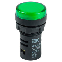 Лампа сигнальная IEK AD22DS диаметр отверстия – 22 мм, LED 12В, IP40, цвет – зеленый