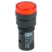 Лампа сигнальная IEK AD16DS диаметр отверстия – 16 мм, LED 24В, IP40, цвет – красный