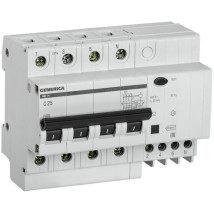 Автоматический выключатель дифференциального тока четырехполюсный IEK GENERICA АД14 С25 АC30 4P, сила тока 25 А, переменный, тип расцепления C, отключающая способность 4.5 kА