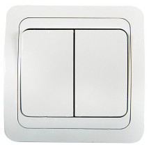 Выключатель двухклавишный IN HOME Classico скрытой установки, номинальный ток - 10 А, степень защиты IP20, цвет - белый