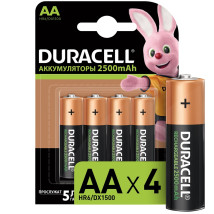 Аккумулятор Duracell HR6-4BL 2500mAh, количество - 4, размер - AA, предзаряженный