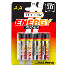 Батарейки ТРОФИ ENERGY POWER Alkaline количество - 4, размер - LR6, емкость - 1.2 Ач