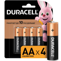 Элемент питания Duracell LR6 BASIC количество - 4, размер - AA, тип элемента питания - Alkaline