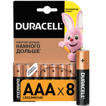 Элемент питания Duracell LR03 BASIC количество - 8, размер - AAA, тип элемента питания - Alkaline