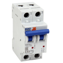 Автоматический выключатель двухполюсный КЭАЗ OptiDin BM63 6кА 2P (C) 10 А, сила тока 10 A, тип расцепителя C, отключающая способность 6 кА