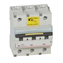 Автоматический выключатель трехполюсный Legrand DX3 3P 80А 16кА, сила тока 80 A, тип расцепителя C, отключающая способность 16 кА