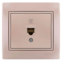 Розетка телефонная LEZARD Mira 1-местная скрытой установки, разъем RJ11, номинальный ток - 16 А, степень защиты IP20, цвет - жемчужно-белый перламутр