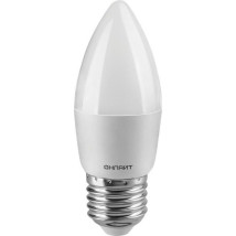 Лампа светодиодная ОНЛАЙТ OLL-C37 матовая, мощность - 6 Вт, цоколь - E27, световой поток - 450 лм, цветовая температура - 2700 K, форма - свеча