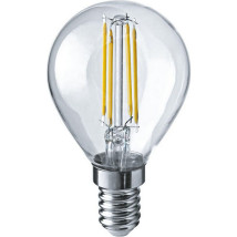 Лампа светодиодная ОНЛАЙТ OLL-F-G45 прозрачная, мощность - 10 Вт, цоколь - E14, световой поток - 1000 лм, цветовая температура - 4000 K, форма - шар