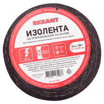 Изолента REXANT ширина - 15 мм, длина - 50 м, толщина - 0.35 мм, материал - прорезиненная ткань, цвет - черный