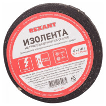 Изолента REXANT ширина - 20 мм, длина - 10 м, толщина - 0.35 мм, материал - прорезиненная ткань, цвет - черный