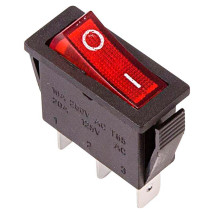 Выключатель клавишный Rexant RWB-404 ″ON-OFF″ с подсветкой, 3 контакта 15А, 250В, IP30, цвет – красный