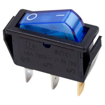 Выключатель клавишный Rexant RWB-404 ″ON-OFF″ с подсветкой, 3 контакта 15А, 250В, IP30, цвет – синий