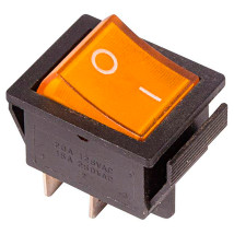 Выключатель клавишный Rexant RWB-502 ″ON-OFF″ с подсветкой, 2х2 контактов 16А, 250В, IP30, цвет – желтый