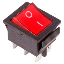 Выключатель клавишный Rexant RWB-506 ″ON-ON″ с подсветкой, 2х3 контактов 15А, 250В, IP30, цвет – красный