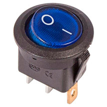 Выключатель клавишный Rexant RWB-214 ″ON-OFF″ круглый с подсветкой, 3 контакта 6А, 250В, IP30, цвет – синий