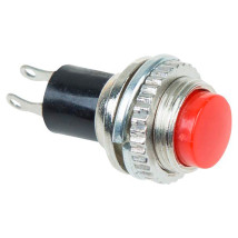 Выключатель кнопочный Rexant RWD-213 ″(ON)-OFF″ Mini металл, 2 контакта, 2А, 250В, IP30, цвет – красный