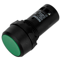 Кнопка Rexant EB22 нажимная плоская, контакты 1НЗ+1НО, 300В, IP40, цвет – зеленый